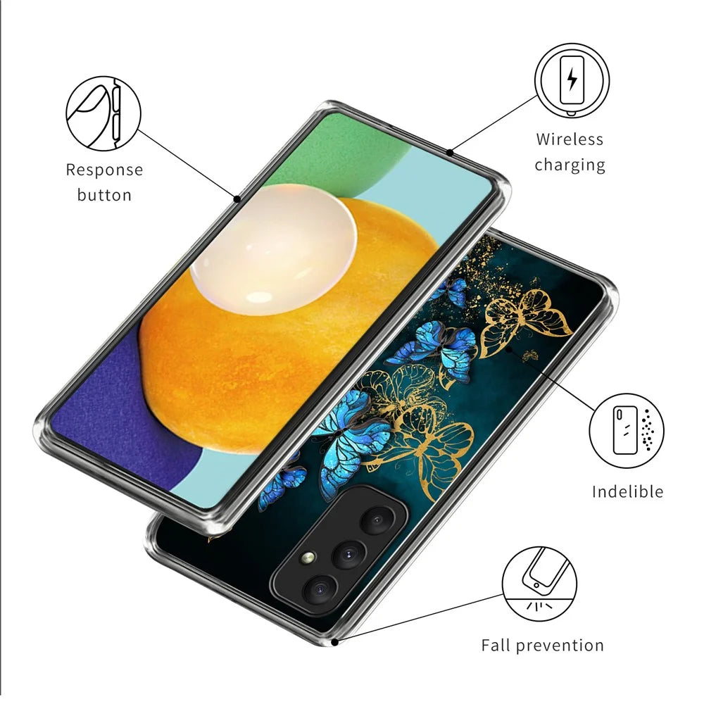 For Samsung Galaxy A55 5G Case Pattern Printing Mobile Phone TPU Cover - Blue Butterfly Cluster - 3