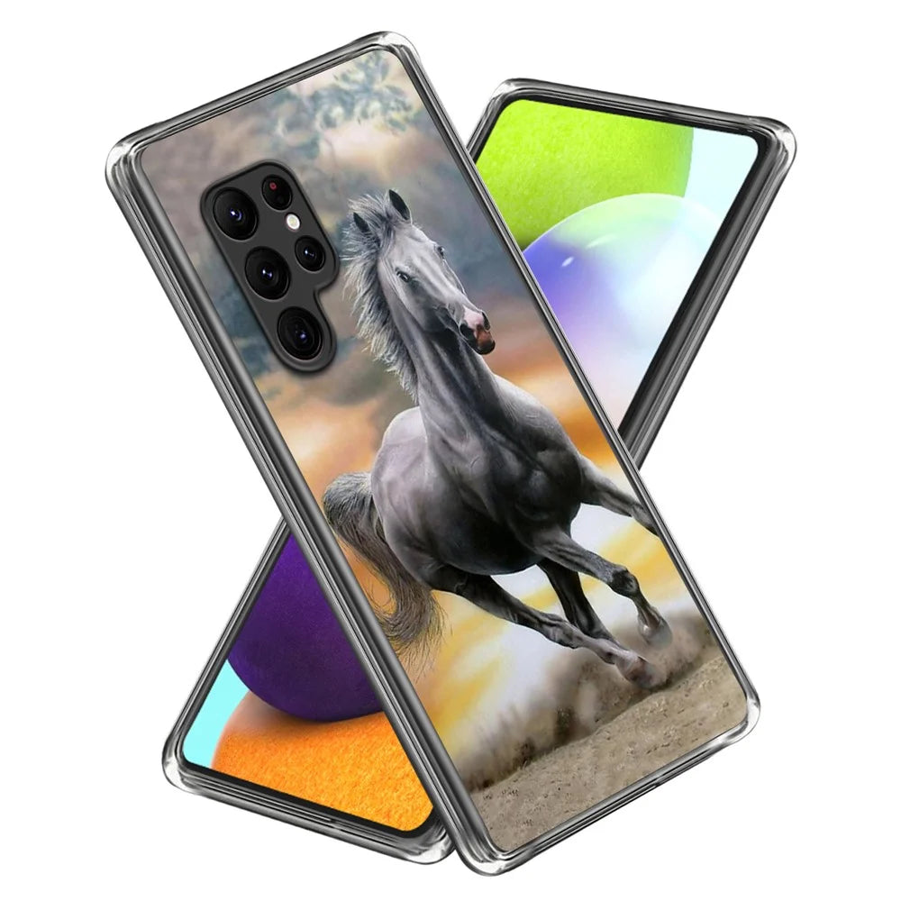 For Samsung Galaxy S24 Ultra Case Soft TPU Phone Back Cover Pattern Printing - Running Horse - 1