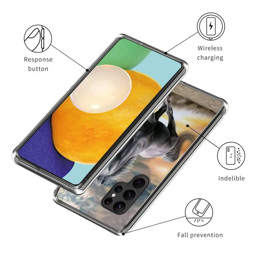 For Samsung Galaxy S24 Ultra Case Soft TPU Phone Back Cover Pattern Printing - Running Horse - 3