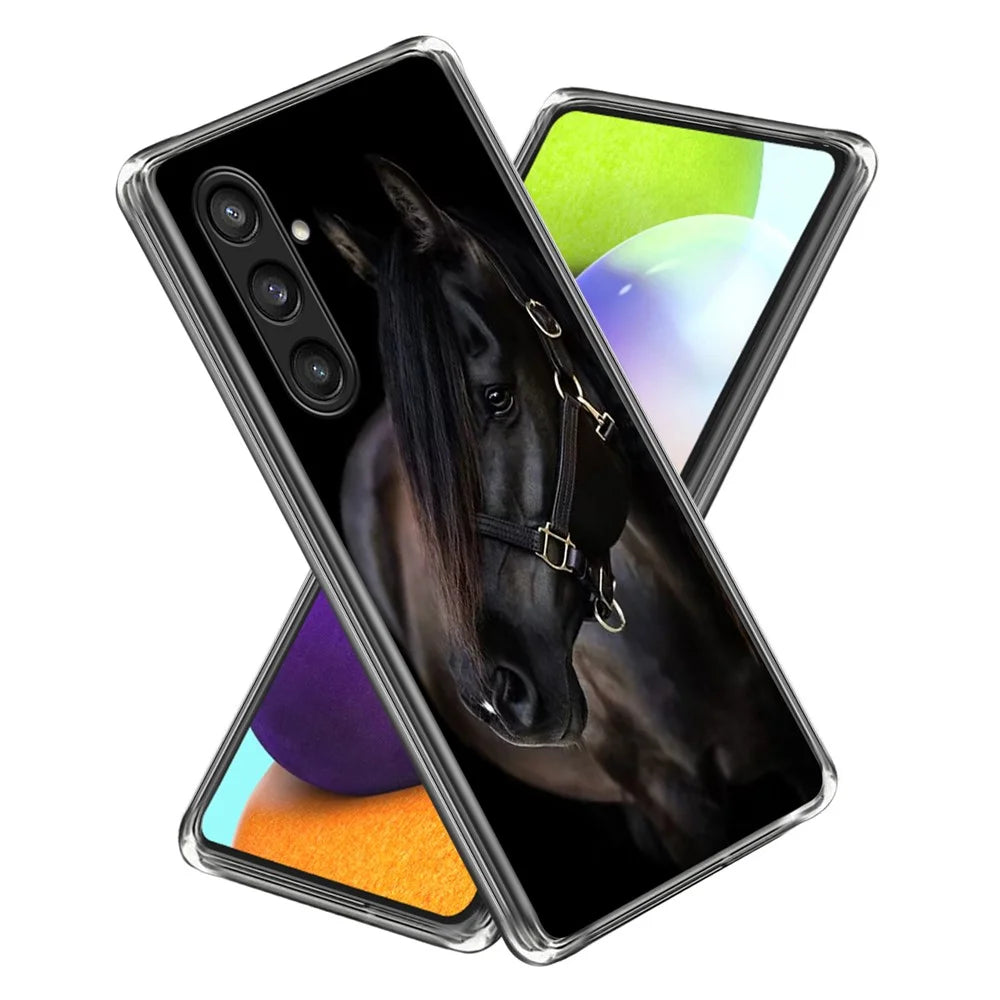 For Samsung Galaxy A25 5G (Global) (161.0 x 76.5 x 8.3mm) Case Pattern Printing TPU Phone Cover - Black Horse Prince - 1