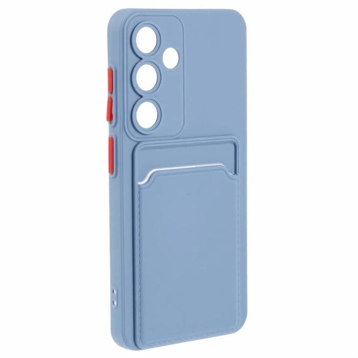 For Samsung Galaxy S25 / S24 Case Card Slot Matte Fingerprint-Free Back Cover - Grey Blue - 3