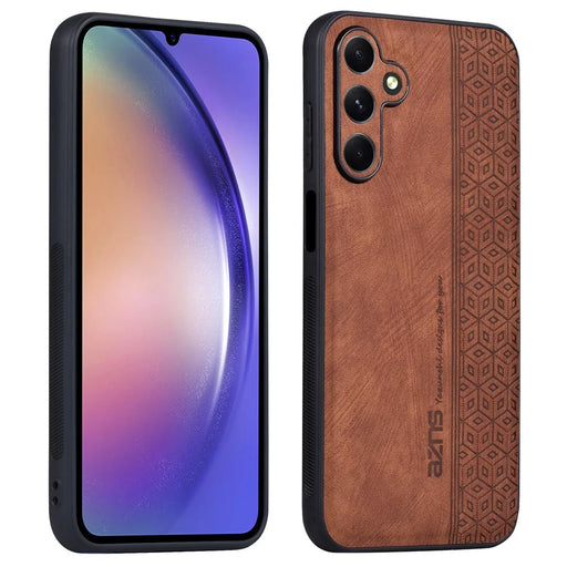 AZNS For Samsung Galaxy A25 5G (Global) (161.0 x 76.5 x 8.3mm) Case PU Leather Coated TPU Anti-slip Back Shell - Brown - 1