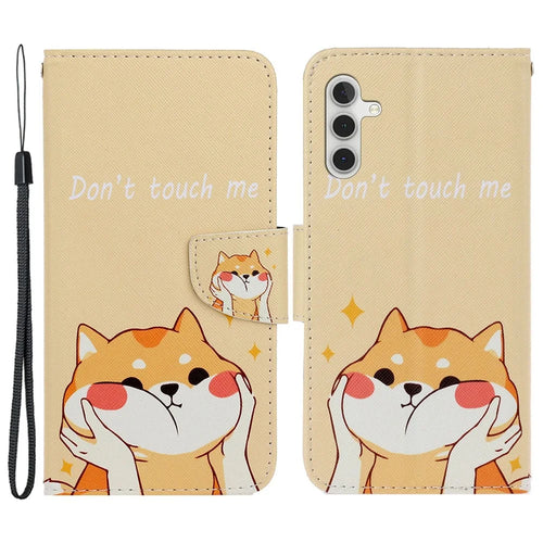 For Samsung Galaxy A25 5G (Global) (161.0 x 76.5 x 8.3mm) Case Pattern Print Cross Texture Cover - Akita Dog - 1