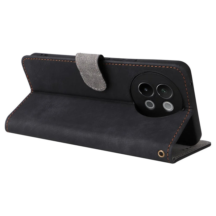 For vivo S18e 5G Leather Phone Case RFID Blocking Shockproof Flip Cover - Black - 4