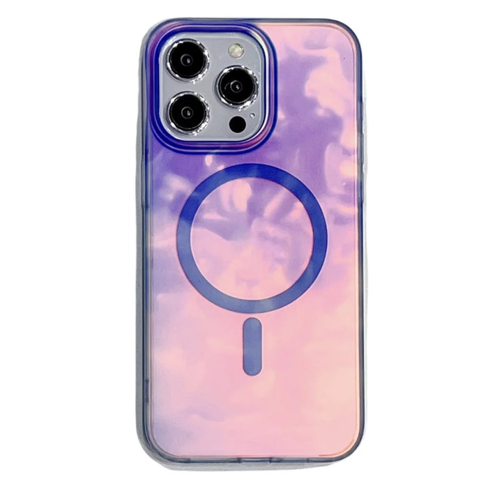 For iPhone 15 Pro Max Ink Painting Gradient Case PC+TPU Magnetic Phone Cover - Blue - 1