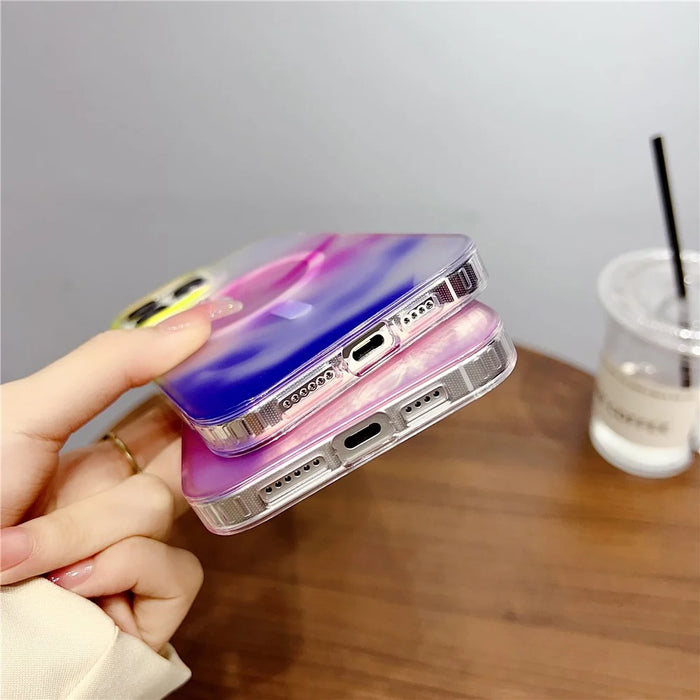 For iPhone 15 Pro Max Ink Painting Gradient Case PC+TPU Magnetic Phone Cover - Blue - 5