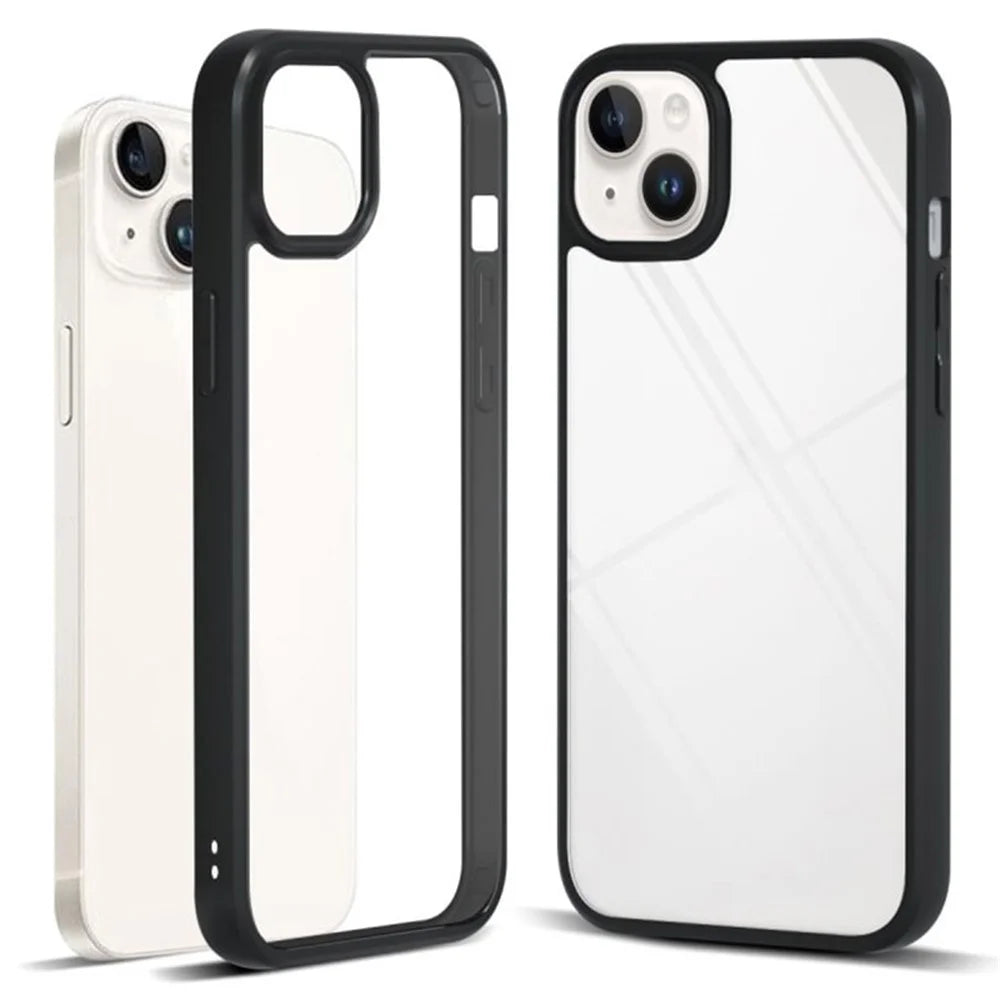 IBMRS For iPhone 15 Plus Case TPU+PC Anti-drop Phone Back Cover Protector - Transparent Black - 1