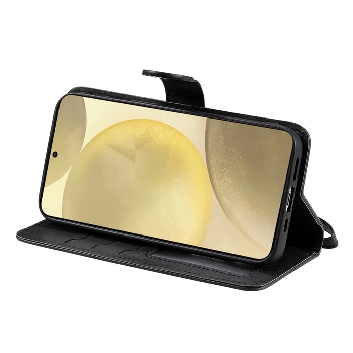 For Samsung Galaxy S25 / S24 Case 2 in 1 Detachable Magnetic Leather Wallet Mobile Cover with Strap - Black - 4