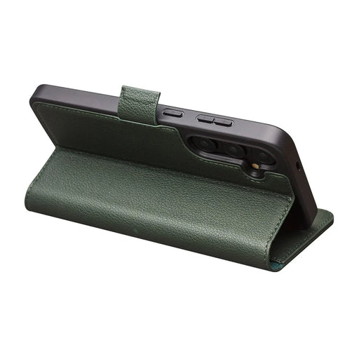 QIALINO For Samsung Galaxy S24 Magnetic Case Genuine Cow Leather Drop-proof Cover - Green - 2