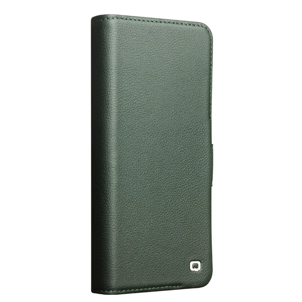 QIALINO For Samsung Galaxy S24+ Magnetic Case Genuine Cow Leather+TPU Anti-drop Cover - Green - 5