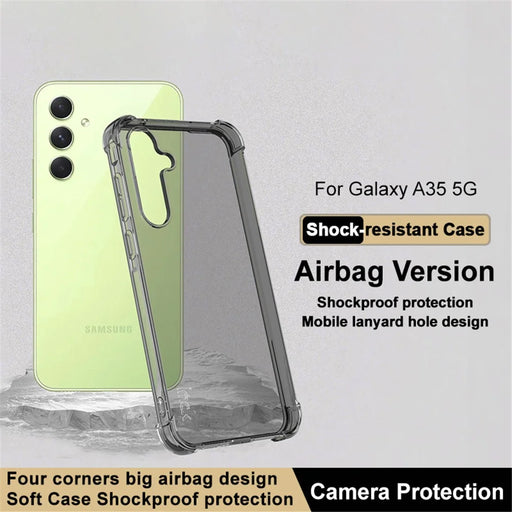 IMAK Case for Samsung Galaxy A35 5G Cover Shockproof TPU Phone Shell - Transparent Black - 2