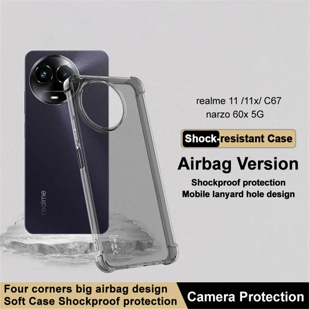 IMAK For Realme 11 5G (Global) / 11x 5G / C67 5G / Narzo 60x 5G Case Anti-drop TPU Phone Protector - Transparent Black - 2