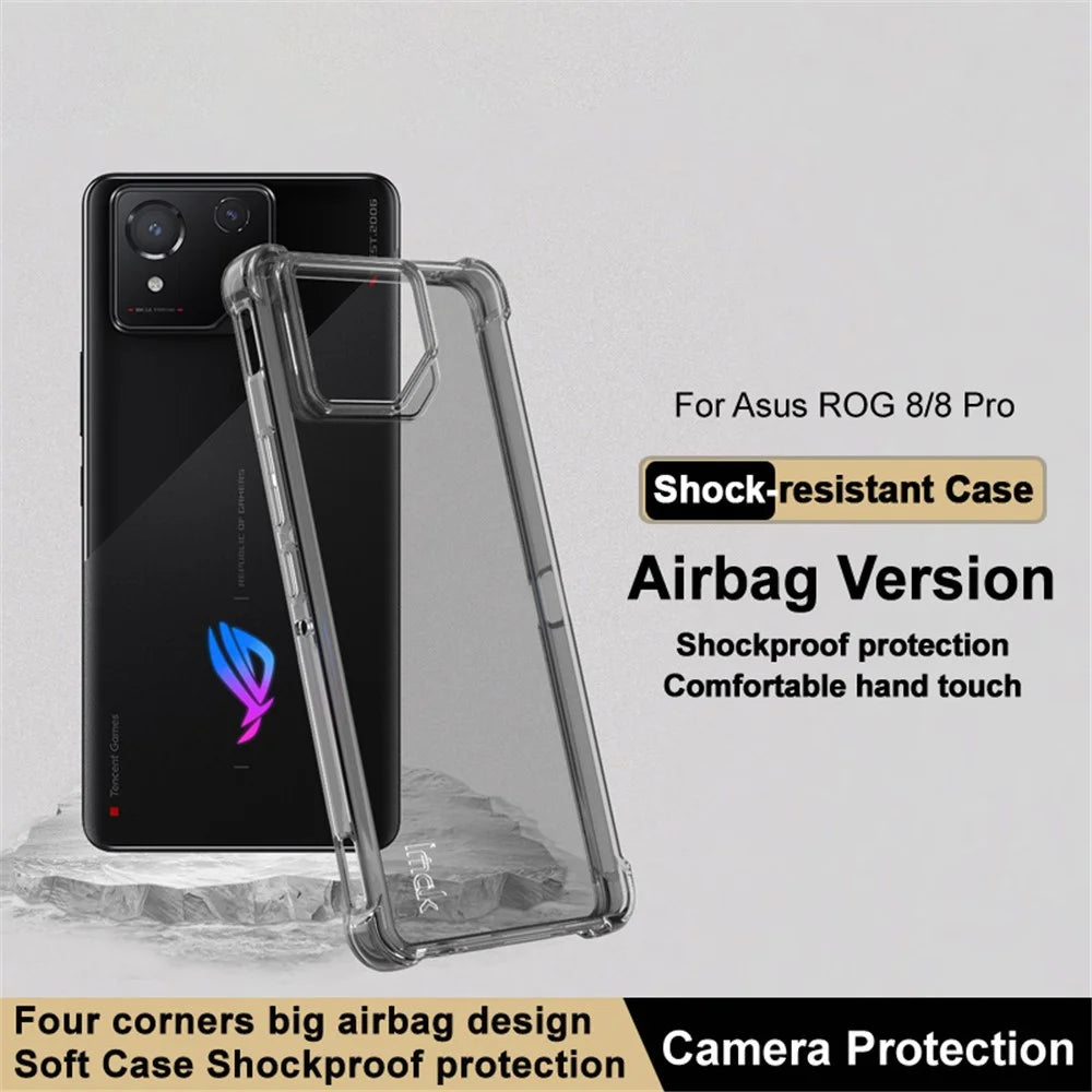 IMAK For Asus ROG Phone 8 5G / Phone 8 Pro 5G TPU Case Drop-proof Clear Phone Guard Cover - Transparent Black - 2