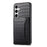 For Samsung Galaxy S24+ Case with Card Holder Crocodile Texture PU Leather Phone Back Cover - Black - 1