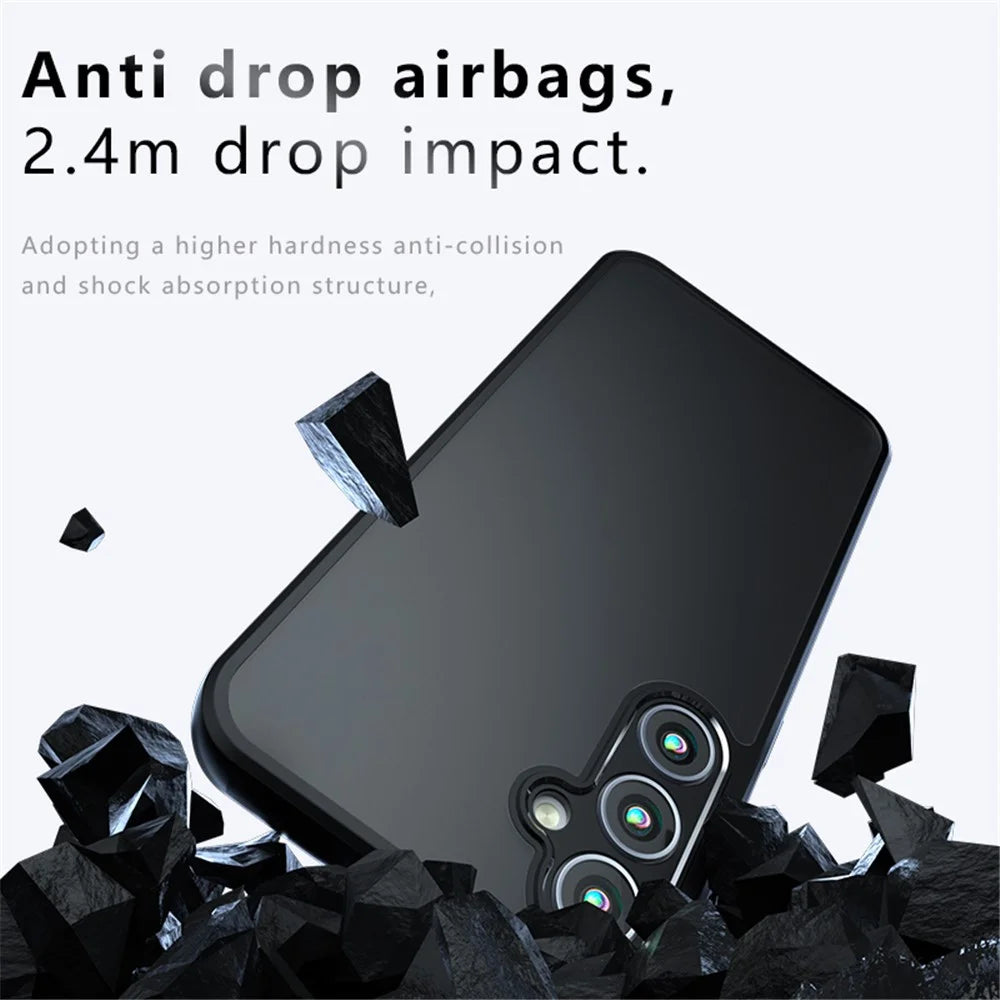 For Samsung Galaxy A35 5G Matte Case Anti-fall TPU+PC Phone Cover - Transparent Black - 3