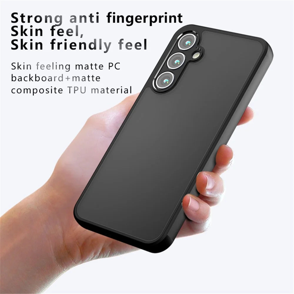 For Samsung Galaxy A35 5G Matte Case Anti-fall TPU+PC Phone Cover - Transparent Black - 7