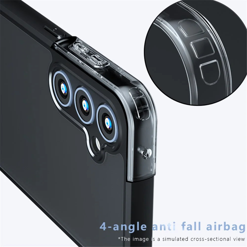 For Samsung Galaxy A55 5G Case Airbag Protection TPU+PC Skin-touch Cover - Transparent Black - 4