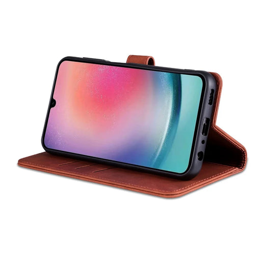 AZNS For Samsung Galaxy A24 4G (162.1 x 77.6 x 8.3mm) Case Shockproof Flip Leather Phone Cover - Brown - 2