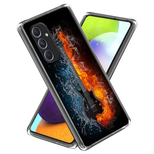 For Samsung Galaxy A54 5G Phone Case Pattern Soft TPU Anti-Scratch Shockproof Cover - Ice and Fire Guitar - 1
