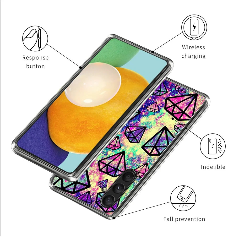 For Samsung Galaxy A25 5G (Global) (161.0 x 76.5 x 8.3mm) Case TPU Phone Cover Pattern Printing - Diamonds - 3