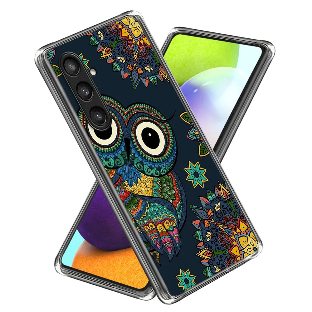 For Samsung Galaxy S24+ Shockproof Cover Soft TPU Pattern Printed Phone Case - Owl - 1