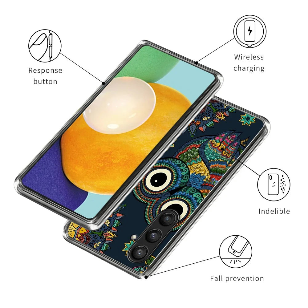 For Samsung Galaxy S24+ Shockproof Cover Soft TPU Pattern Printed Phone Case - Owl - 3