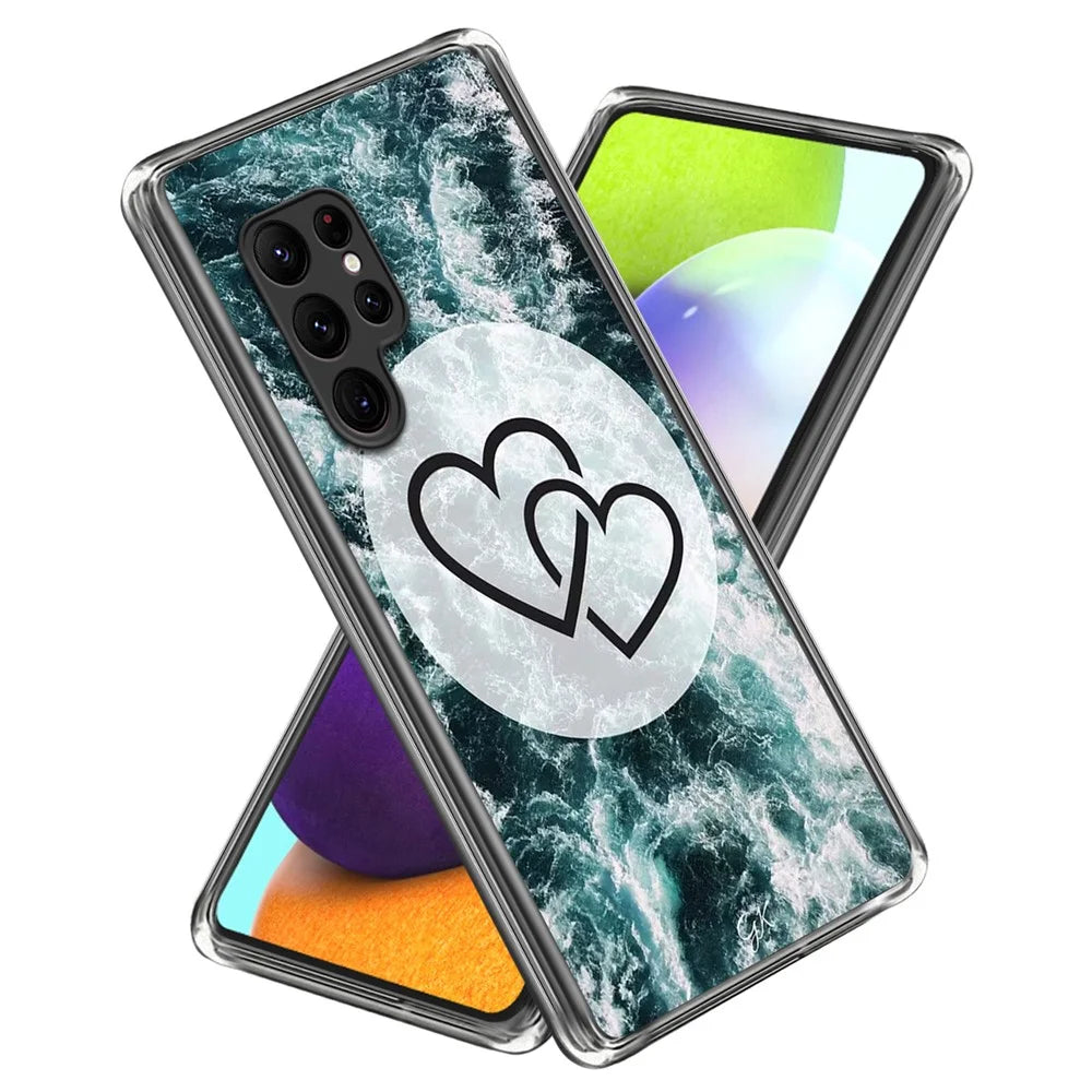 For Samsung Galaxy S24 Ultra TPU Case Anti-Scratch Phone Cover with Pattern - Heart to Heart - 1
