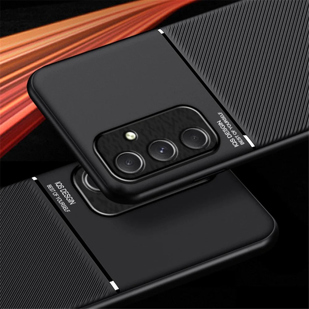 For Samsung Galaxy A55 5G Back Case PU+TPU+PC Shockproof Mobile Phone Cover - Blue - 6