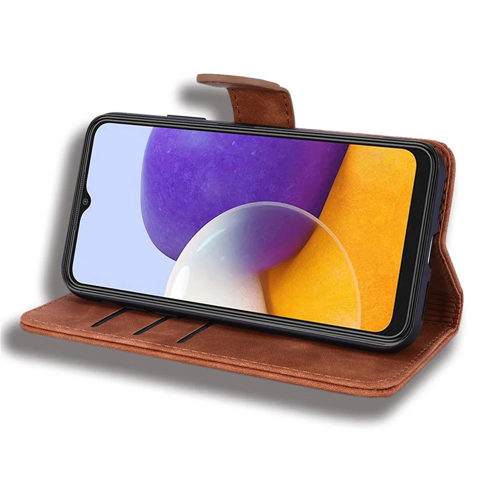 For Samsung Galaxy A25 5G (Global) (161.0 x 76.5 x 8.3mm) Case Flower Imprinted PU Leather Phone Cover - Brown - 4