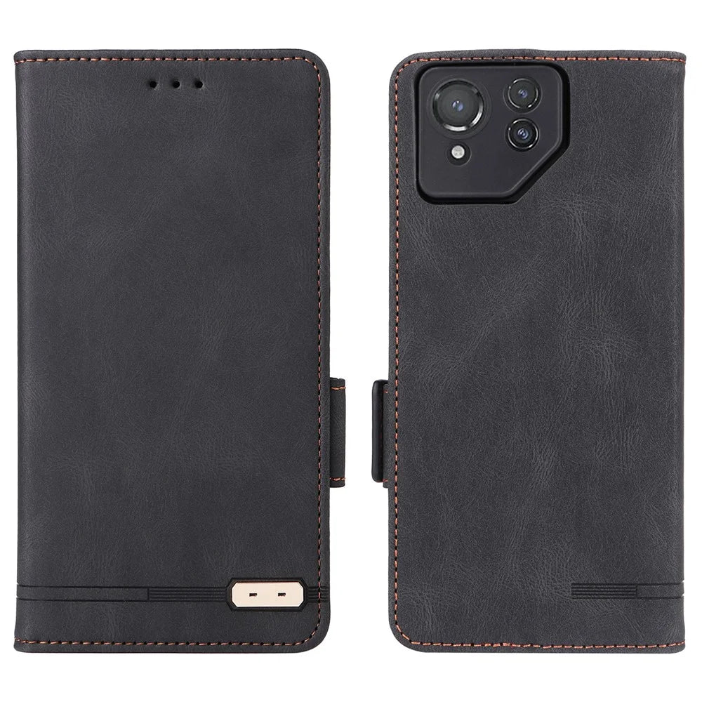 For Asus ROG Phone 8 5G / Phone 8 Pro 5G Case Folio Flip Leather Phone Cover Wallet Stand - Black - 1