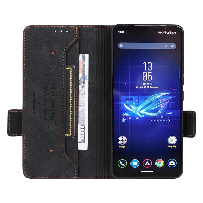 For Asus ROG Phone 8 5G / Phone 8 Pro 5G Case Folio Flip Leather Phone Cover Wallet Stand - Black - 2