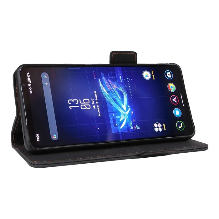 For Asus ROG Phone 8 5G / Phone 8 Pro 5G Case Folio Flip Leather Phone Cover Wallet Stand - Black - 3