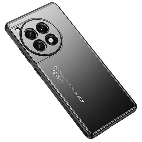 For OnePlus Ace 3 5G / 12R 5G Phone Case TPU+Aluminium Alloy Heat Dissipation Back Shell - Black - 1