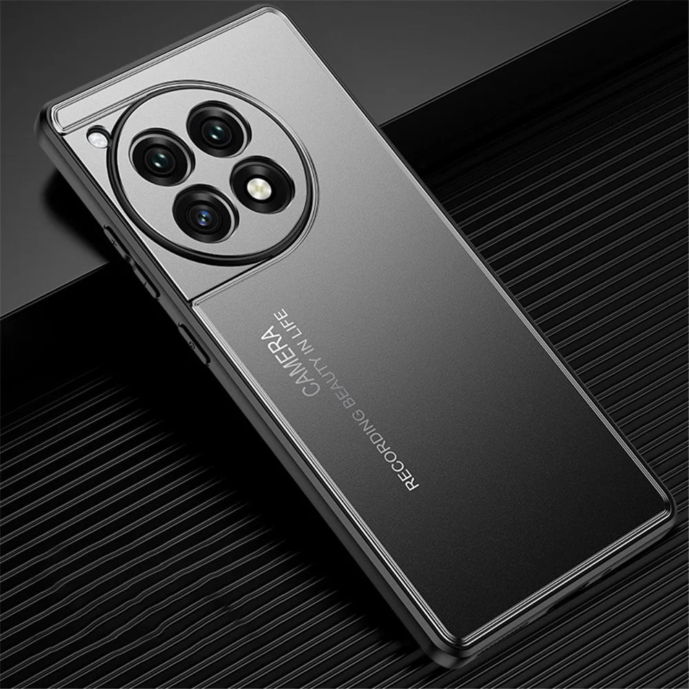 For OnePlus Ace 3 5G / 12R 5G Phone Case TPU+Aluminium Alloy Heat Dissipation Back Shell - Black - 2