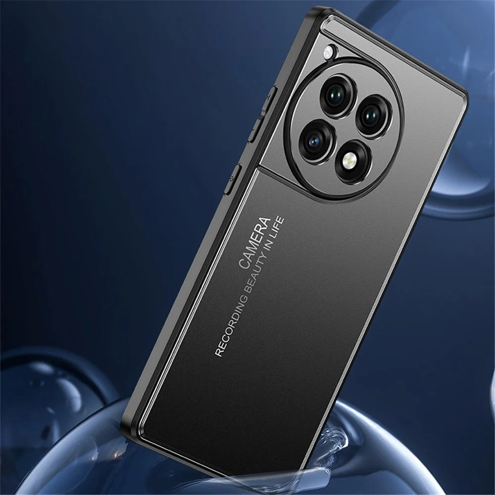 For OnePlus Ace 3 5G / 12R 5G Phone Case TPU+Aluminium Alloy Heat Dissipation Back Shell - Black - 5
