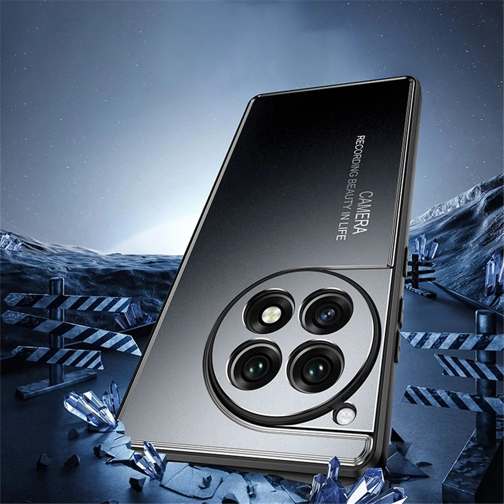 For OnePlus Ace 3 5G / 12R 5G Phone Case TPU+Aluminium Alloy Heat Dissipation Back Shell - Black - 6