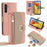 For Samsung Galaxy M14 5G Crossbody Phone Case PU Leather Zipper Stand Flip Cover - Pink - 1