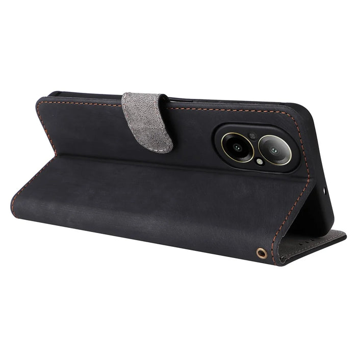 For Realme C67 4G / 12 Lite 4G Case Wallet Stand RFID Blocking PU Leather Phone Cover - Black - 4