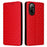 For Realme C67 4G / 12 Lite 4G PU Leather Case Flip Wallet Rhombus Imprinted Magnetic Folio Cover - Red - 1
