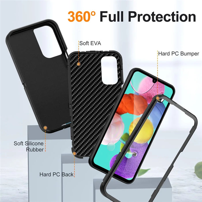 For Samsung Galaxy A15 4G Shockproof Case PC+TPU+PC Phone Back Cover - Black - 4