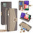 For Samsung Galaxy A22 5G (US Version) Case PU Leather Wallet Stand Cover with Shoulder Strap - Grey - 1