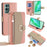 For OnePlus 9 Pro 5G Case Leather Phone Bag Cover Zipper Wallet Stand with Mirror Strap - Pink - 1