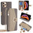 For iPhone 11 Pro Max Case PU Leather Phone Stand Cover Card Bag with Chain Strap - Grey - 1