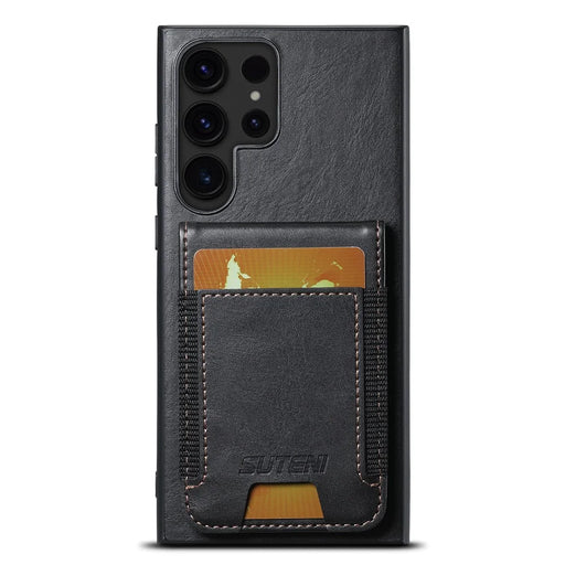 SUTENI H03 For Samsung Galaxy S24 Ultra Case Waxy Texture Vertical Flip Protective Shell - Black - 1