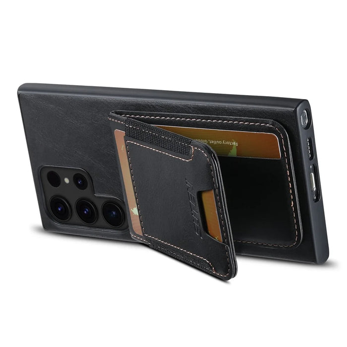 SUTENI H03 For Samsung Galaxy S24 Ultra Case Waxy Texture Vertical Flip Protective Shell - Black - 4