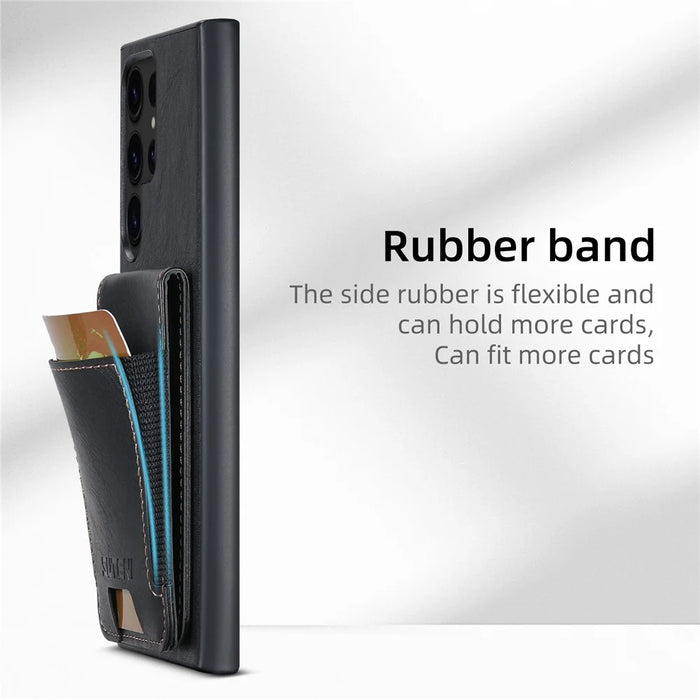 SUTENI H03 For Samsung Galaxy S24 Ultra Case Waxy Texture Vertical Flip Protective Shell - Black - 5