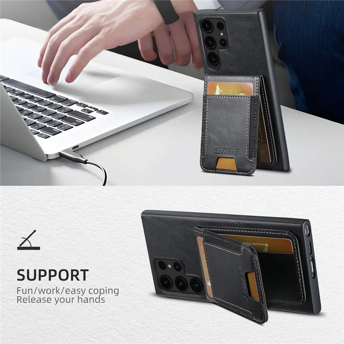 SUTENI H03 For Samsung Galaxy S24 Ultra Case Waxy Texture Vertical Flip Protective Shell - Black - 6