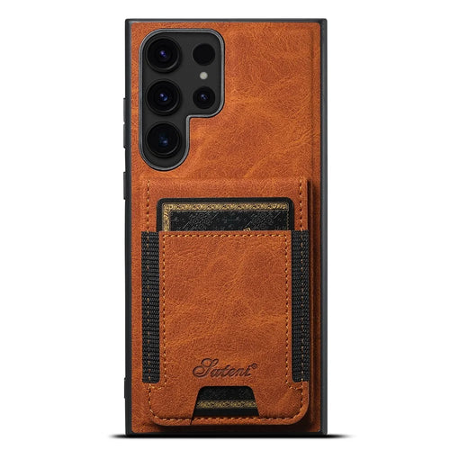 SUTENI H17 For Samsung Galaxy S24 Ultra Case Magnetic Litchi Texture Detachable Card Slots Phone Shell - Khaki - 1