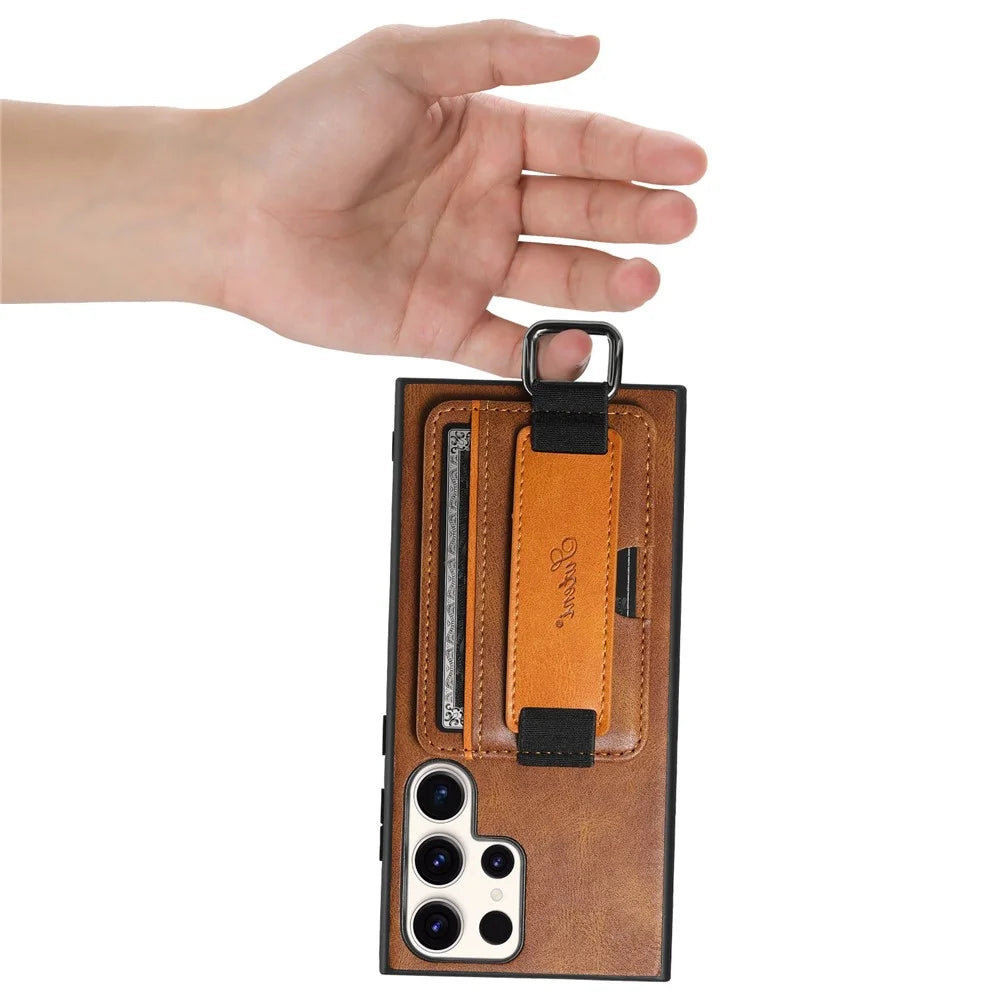 SUTENI H13 For Samsung Galaxy S24 Ultra Case Band Loop Holder Kickstand Protective Cover - Brown - 7