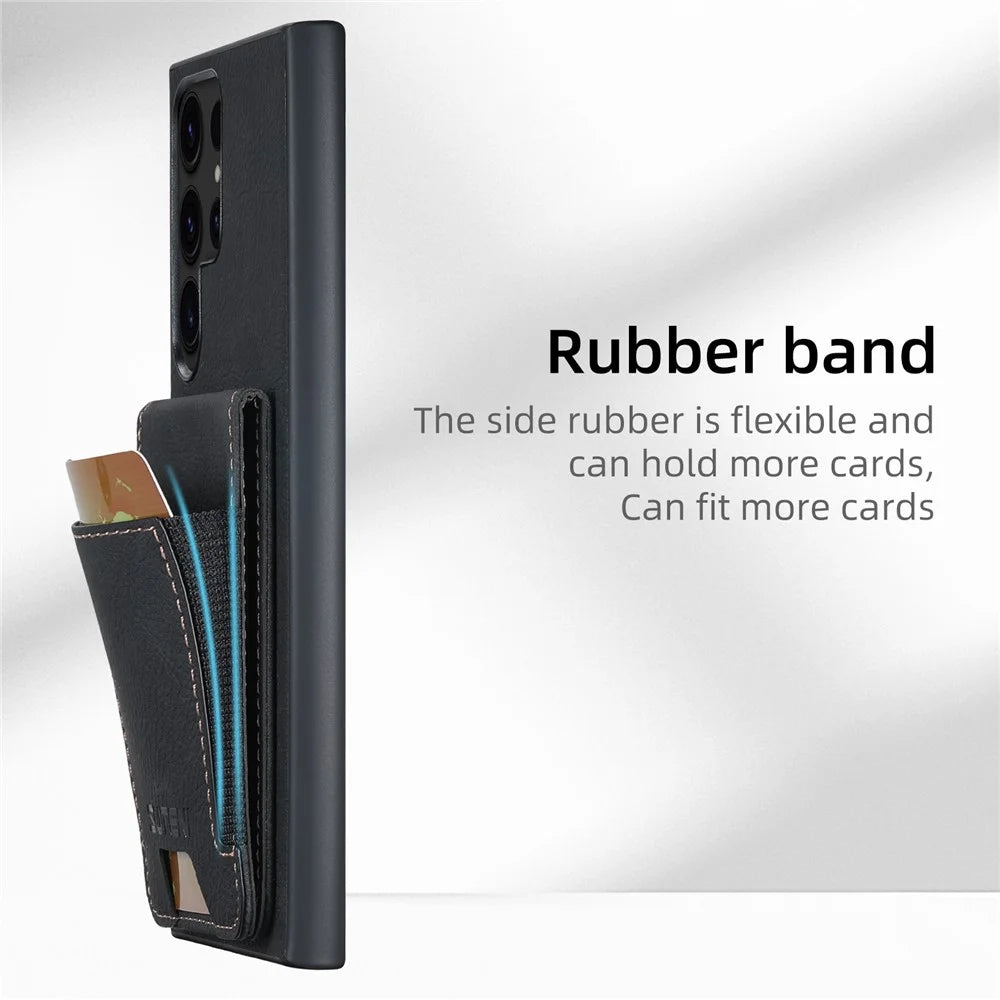 SUTENI H03 For Samsung Galaxy S24 Ultra Case Litchi Texture Kickstand Phone Shell - Black - 5